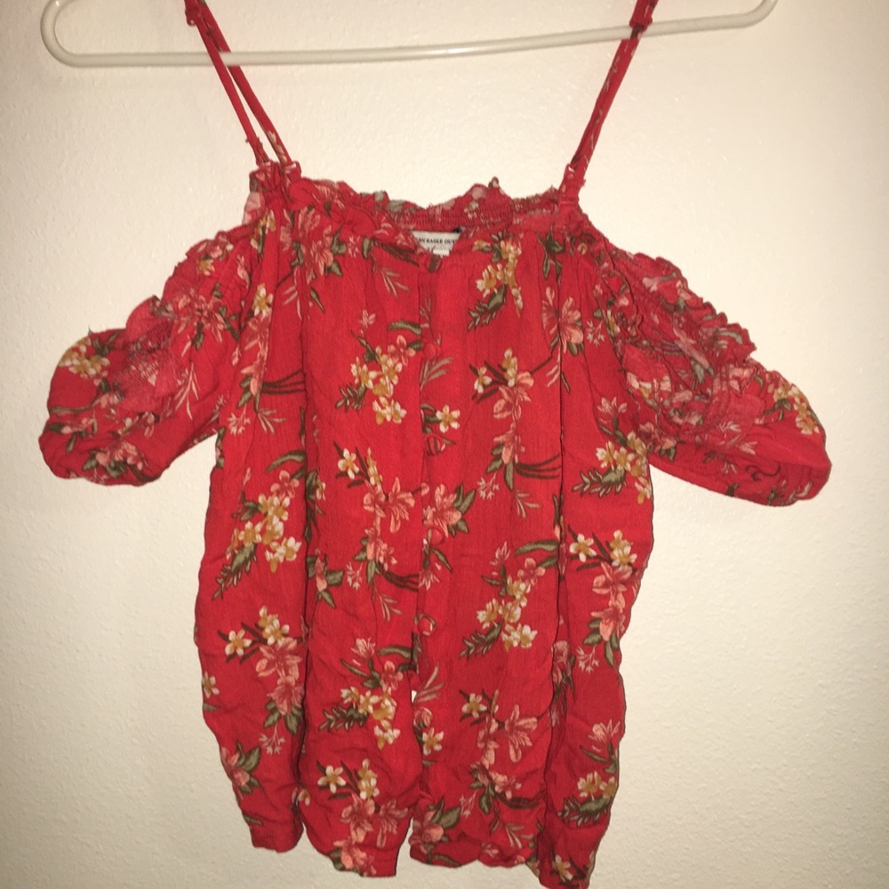 Red American eagle tropical top